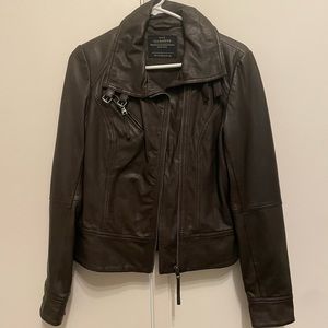 Vintage All Saints leather jacket, never worn, dark brown, US size 6